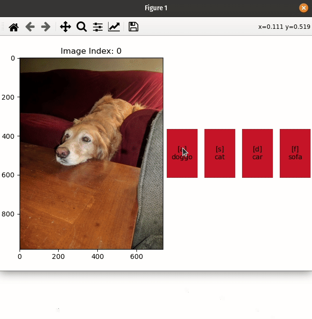 A gif of the multi-class interface. Showing using both keybindings and mouse to assign classes to images.